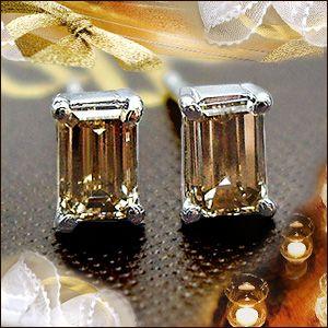 ダイヤモンドピアス あすつく PT900 0.36〜0.5カラット ブラウン