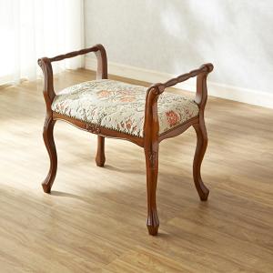 イタリア製 スツール グリーンストライプ 猫脚 木製 完成品 オットマン