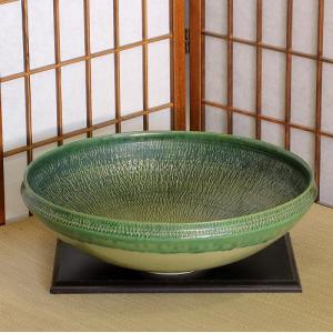 信楽焼 水盤 白ぼかし ソリ 深型 13号 花器 陶器 池坊 嵯峨御流 生け花