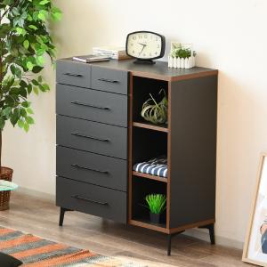 ニトリ（NITORI） 木目調×スチールのおしゃれなハイチェスト タンス