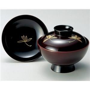 吸物椀 和食器 蓋付き 椀 1個 木合 越前漆器 三つ蘭 漆塗り 溜内黒塗り