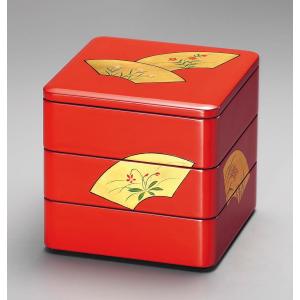 和食器 会津漆器 会津塗り お重 3段重箱 木製 6.0寸 三段重箱 溜内朱