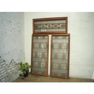 タN0385◇【H37cm×W168cm】素敵な組子細工のレトロな古い木製欄間