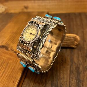 インディアンジュエリー バングルウォッチ ターコイズ シルバー925