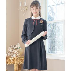 mezzo piano メゾピアノ(mezzo piano)ニットボレロ＆花刺繍ワンピース