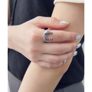 シルバー、16号) ホースシューリング 馬蹄リング 18KGP ゴールド