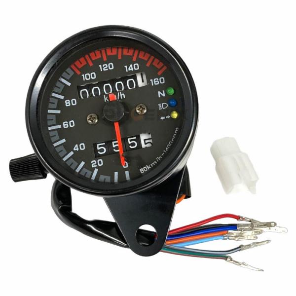 CKカスタム 機械式 スピードメーター 160km 12V 60φ LED3連 黒 汎用