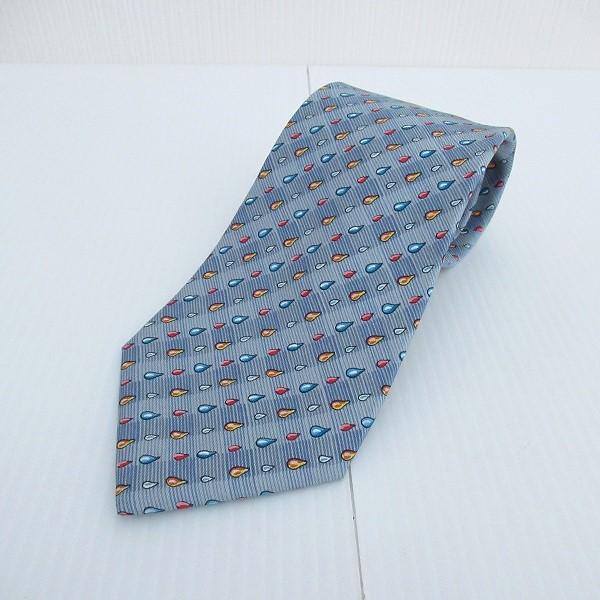 HERMES（エルメス） #apzt ネクタイ 水色 青 マルチ シルク 総柄