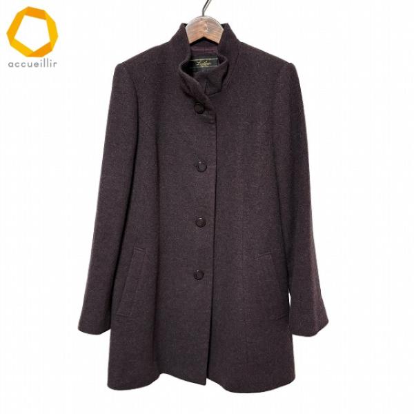 wnc レリアン Leilian コート 9 紫 カシミヤ スタンドカラー 美品