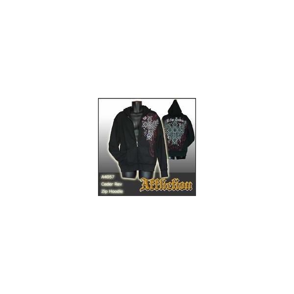 リバーシブルフードパーカー 十字架クロス/黒 AFFLICTION ア