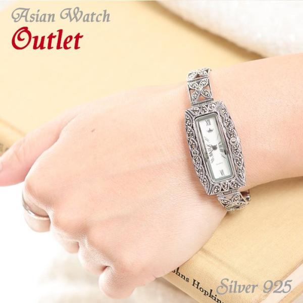 マーカサイトブレスレットウォッチ アンティーク調ジュエリーウォッチ