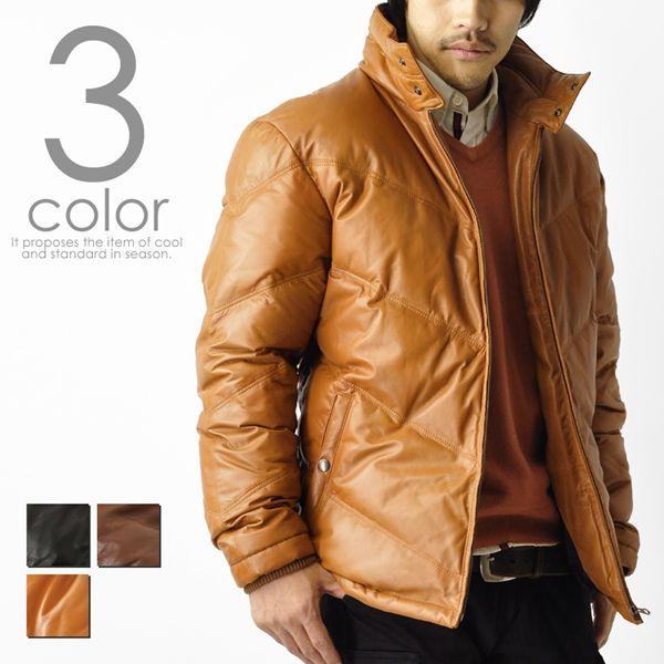 ARUGE（アルージェ） ダウンジャケット メンズ 高級本革 ラムレザー