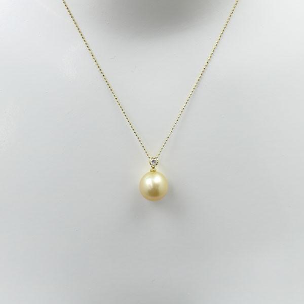 真珠 パール ネックレス 一粒 南洋白蝶真珠 12mm ナチュラルゴールド