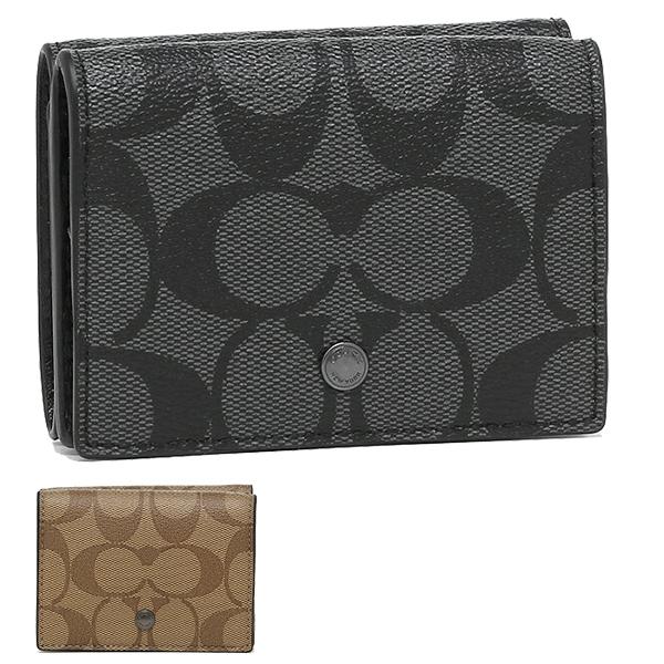 COACH（コーチ） 三つ折り財布 シグネチャーキャンバス ミニ財布メンズ