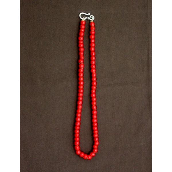 50cm アンティークビーズ ネックレス 赤中玉 ヴィンテージビーズ 民族