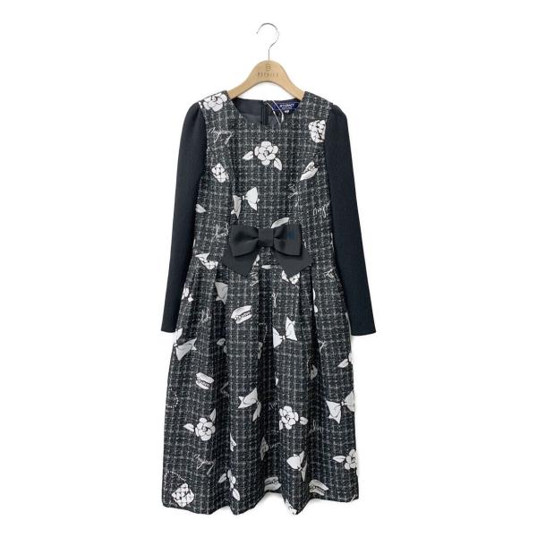 未使用 エムズグレイシー 40 総柄モチーフ シャツワンピース ブラック