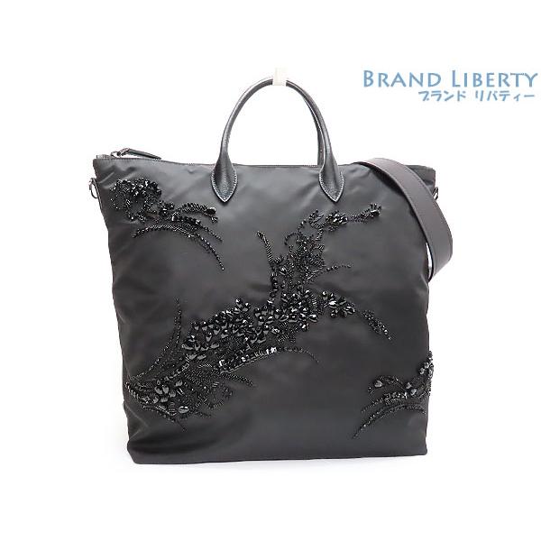 PRADA（プラダ） 新品同様 ナイロン ビーズ刺繍 2WAY ハンドバッグ