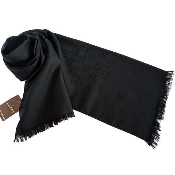 GG グッチ ストール マフラー GUCCI シルク入り GG柄 大判45×180cm