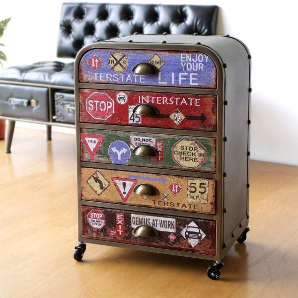 チェスト アメリカン アイアン おしゃれ レトロ ナイトテーブル