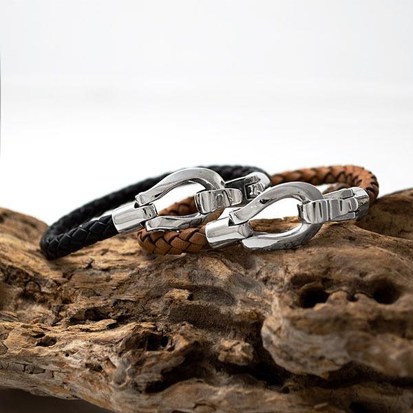 ブレスレット レザー シンプル 馬蹄 ホースシュー シルバー925