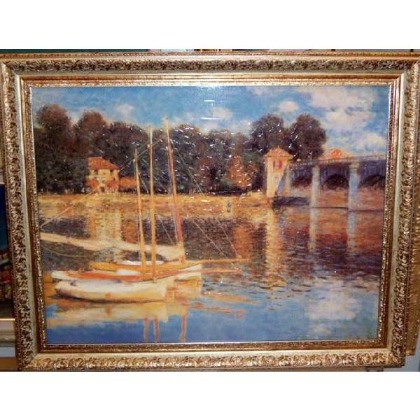 インテリア モネ アルジャントゥイユの橋 有名絵画 複製画 60cm×74cm