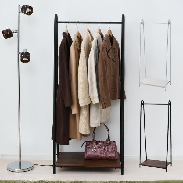 山善（YAMAZEN） ハンガーラック おしゃれ 棚付き 幅66 シングル