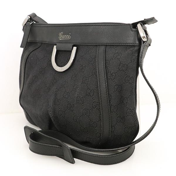 グッチ GUCCI ブラック 黒 GGキャンバス レザー アビー ショルダー