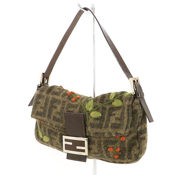 フェンディ FENDI ブラウン ズッカ柄 ウール マンマバケット 木の実