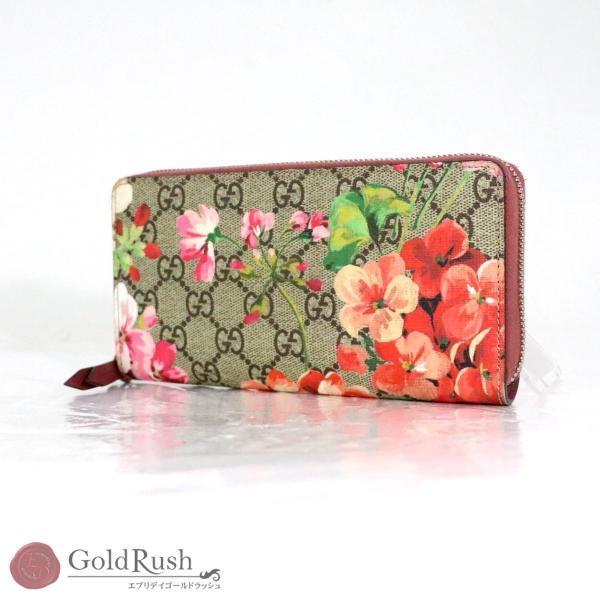 GUCCI グッチ GGスプリーム ブルームス ラウンドファスナー長財布