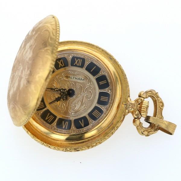 ウォルサム WALTHAM 懐中時計 ローマ彫刻 手巻き式 ゴールド 文字盤 2