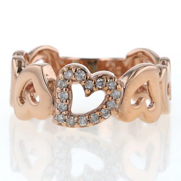K10PG ピンクゴールド リング ダイヤモンド オープンハート 連