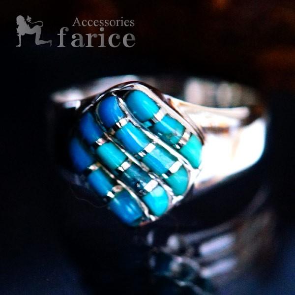 Indian Jewelry 天然石 ターコイズ インレイ装飾 ダイヤ型デザイン