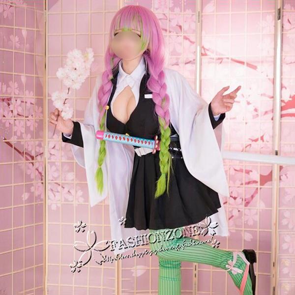 鬼滅の刃 風 甘露寺蜜璃 コスプレ衣装 ウィッグ 刀鞘 武器 道具