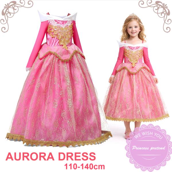 NEW☆長袖 オーロラ ドレス 子供用 ハロウィン 姫 コスプレ 衣装 仮装