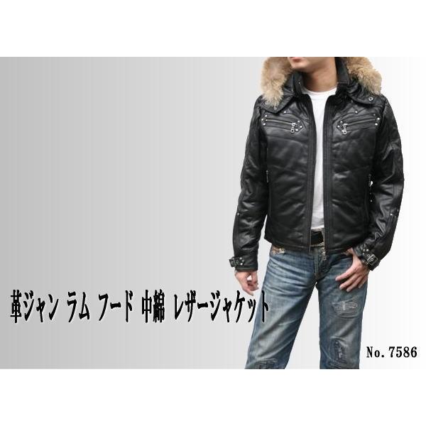 革ジャン メンズ レザージャケット 本革 中綿ジャケット ブラック 黒