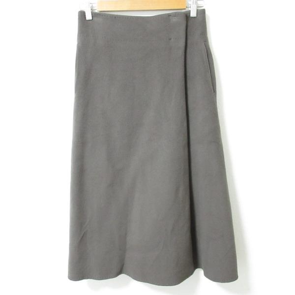 ebure 良品 エブール ウール Aライン ロングスカート 36 グレー系