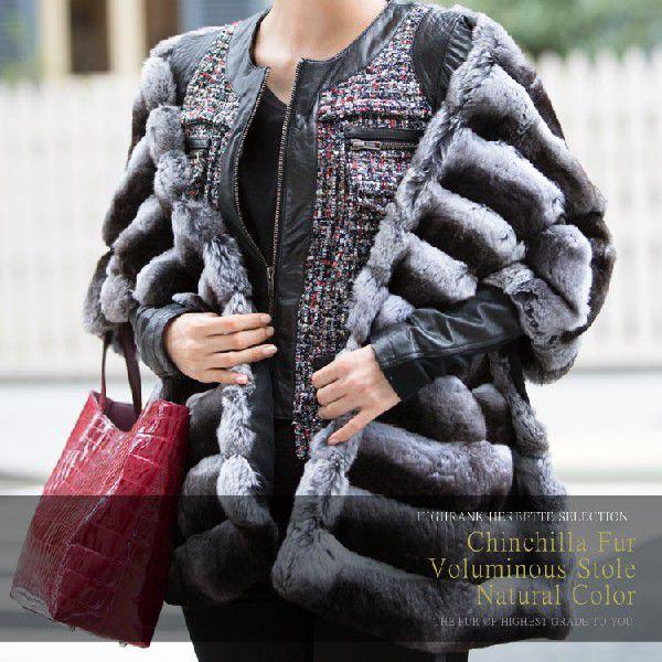 チンチラ 大判 ファー ストール ナチュラルカラー 爆買 : エルベート