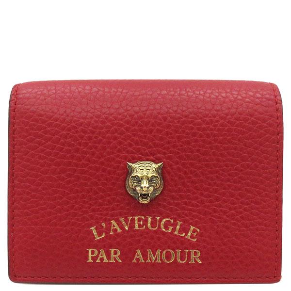 GUCCI（グッチ） 二つ折り財布 アニマリエ レッド レザー 453169 赤