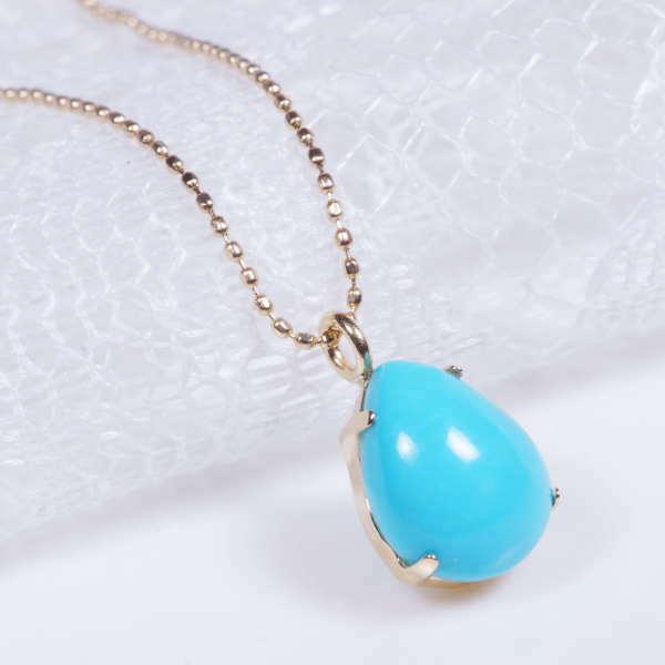 トルコ石 ターコイズ ペンダントネックレス カボション ハーフ ティア