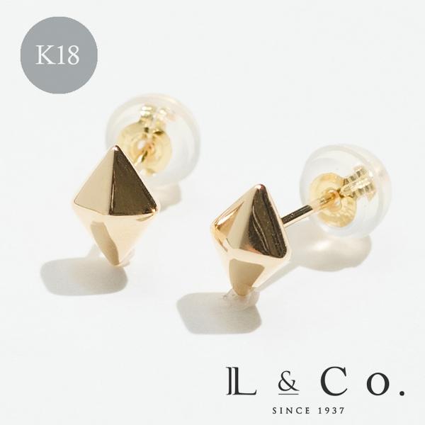 Jewel closet by L&Co. ピアス レディース メンズ K18 18金 ひし形