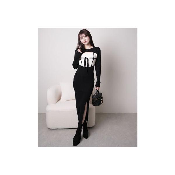 LIP SERVICE（リップサービス） デコルテオープンバイカラーリボン