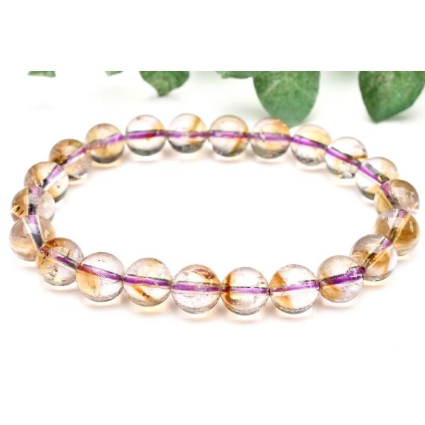 1点物】希少◇バイカラー アメトリン 8.5mm ブレスレット _U7228