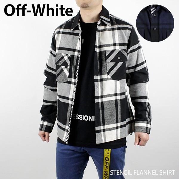 off white（オフホワイト） Off-White STENCIL FLANNEL SHIRT