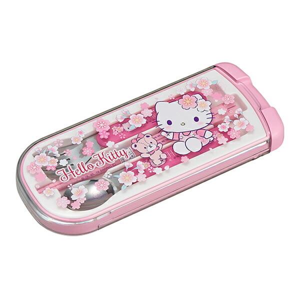 トリオセット 箸 スプーン フォーク ケース ハローキティ サクラ 16.5