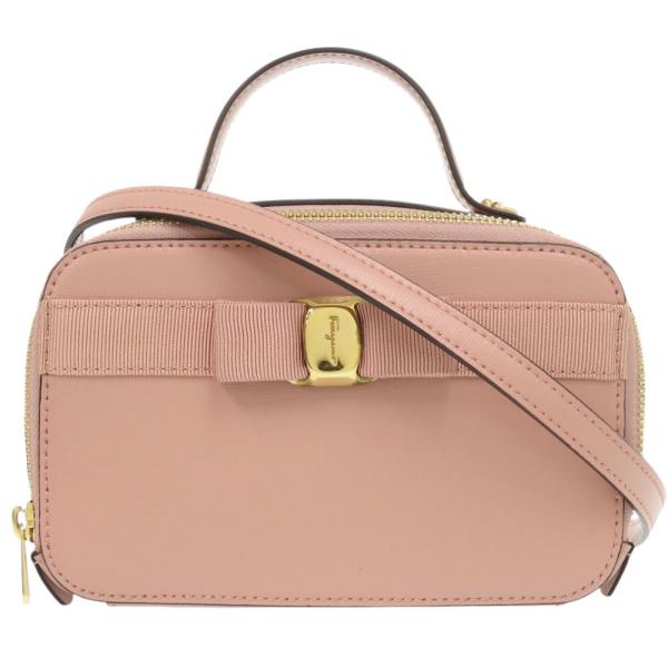 美品 サルヴァトーレフェラガモ 2WAY ヴァラリボン レザー ピンク