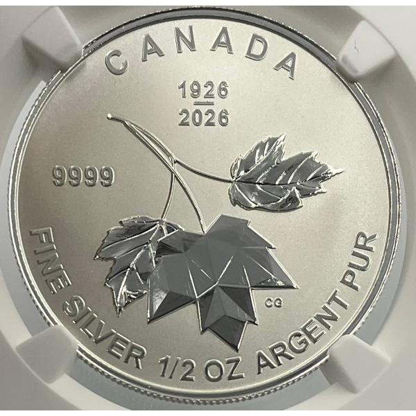 2026年 カナダ メイプルリーフ 1/2oz 4ドル 銀貨 エリザベス2世