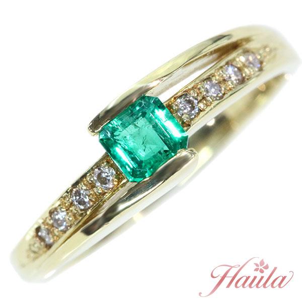エメラルド リング/指輪 0.270カラット 18金イエローゴールド K18
