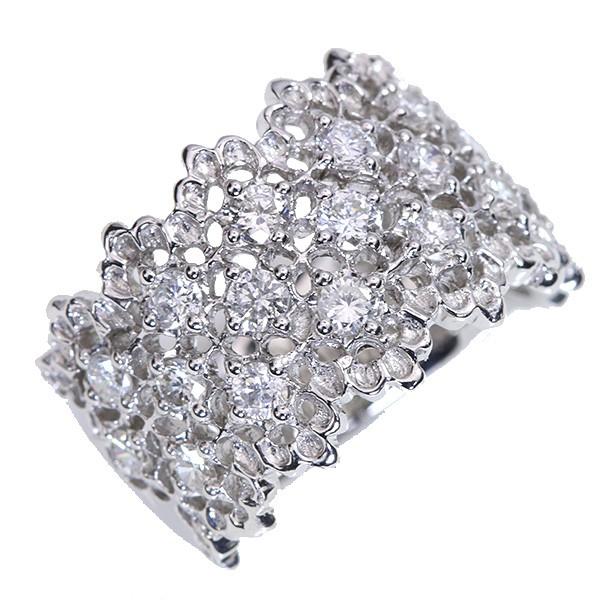 ダイヤモンド 1カラット リング/指輪 K18 18金 PT プラチナ 幅広