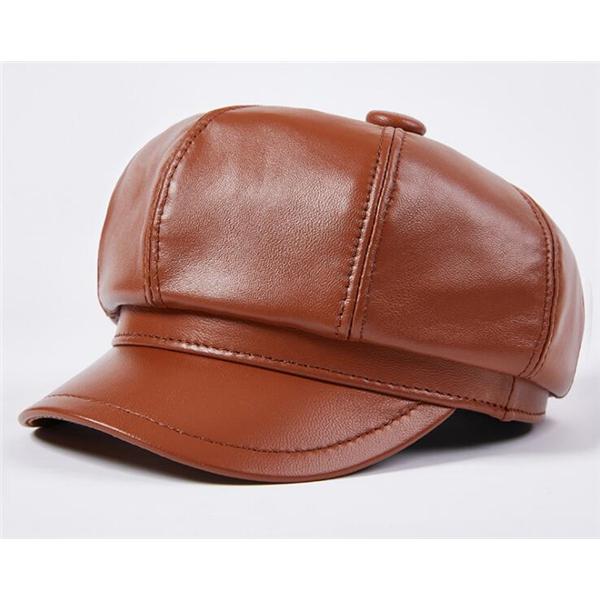 SALE！ 本革 八角帽子 メンズ レディース リアルレザー 男女兼用 秋冬