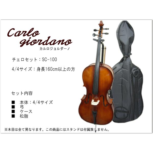 初心者向け チェロ4点セット□カルロジョルダーノ SC-100 4/4サイズ